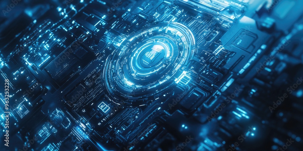 Fototapeta premium Abstract background depicting futuristic technology.