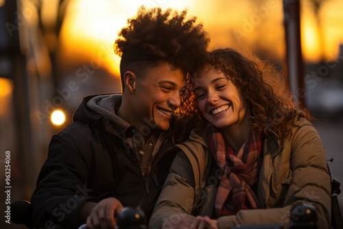 Lover girlfriend and boyfriend spending the day together. African American man and, generative IA