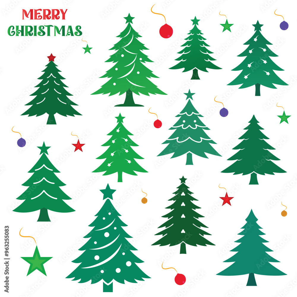 Fototapeta premium Christmas tree silhouette vector and illustration, Christmas trees vector