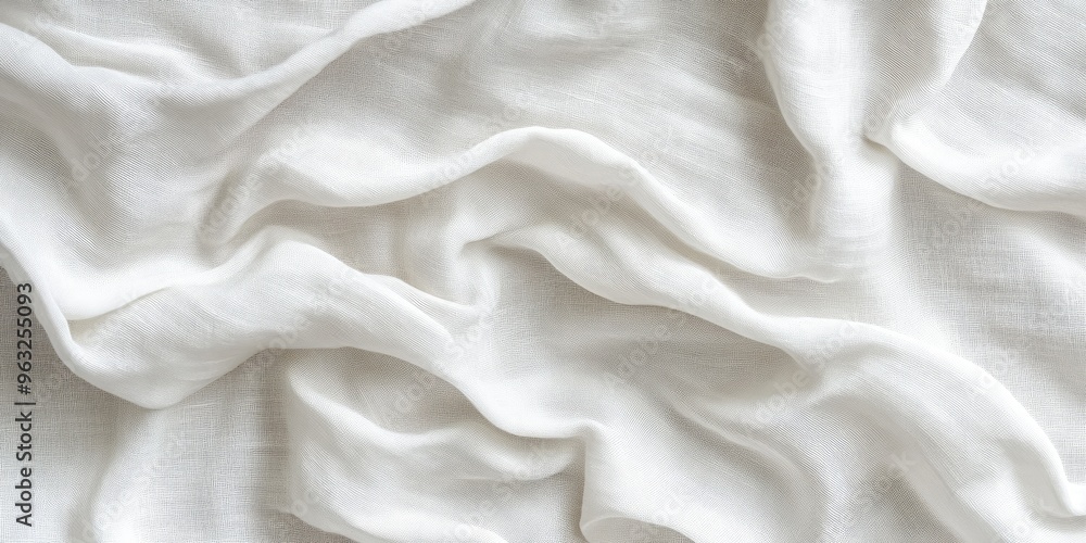 Fototapeta premium Panoramic vintage cloth texture in white, offering a seamless background.