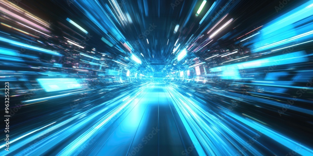 Technology screen with high-speed motion blur, representing a futuristic experience. Technology screen with high-speed motion blur, representing a futuristic experience.