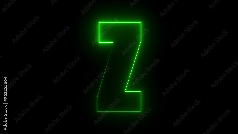 Z text icon animation by green neon on black background. Z text icon animation by green neon on black background.