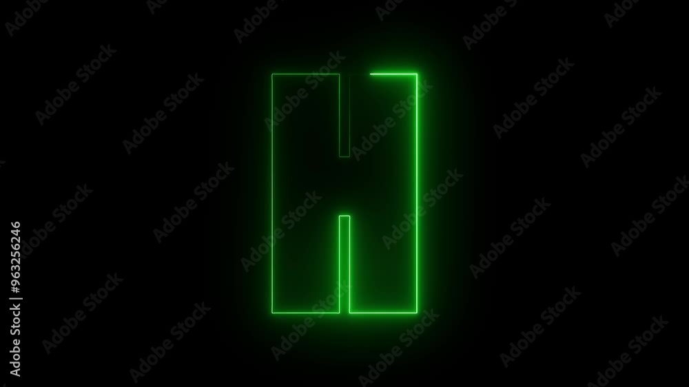 H text icon animation by green neon on black background. H text icon animation by green neon on black background.