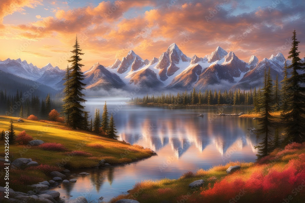 Beautiful sunset in the mountains Beautiful sunset in the mountains