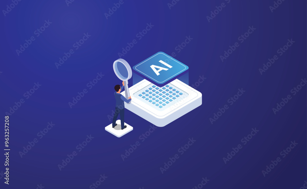 Artificial Intelligence, Isometric Vector banner for AI, Deep Learning, Machine Learning, and Technological Digital Brain Concepts,isometric banner,AI isometric, AI learning machine, ai icon. Artificial Intelligence, Isometric Vector banner for AI, Deep Learning, Machine Learning, and Technological Digital Brain Concepts,isometric banner,AI isometric, AI learning machine, ai icon.