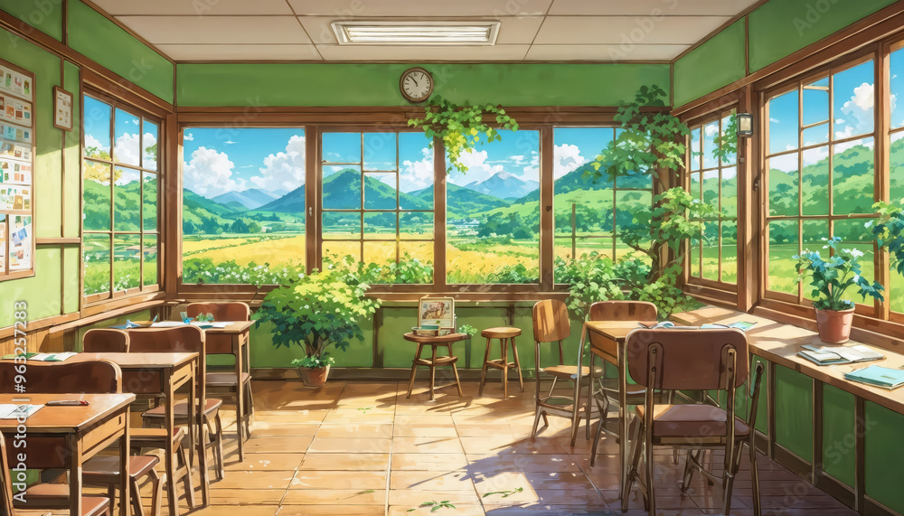 Cute old school outdoor nature with anime style Cute old school outdoor nature with anime style