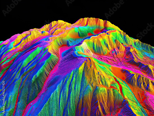 Technical aerial visual, 3D LiDAR GIS aerial map satellite scan model isolated, showing Tarija, Bolivia . Elevation, topography, render photo