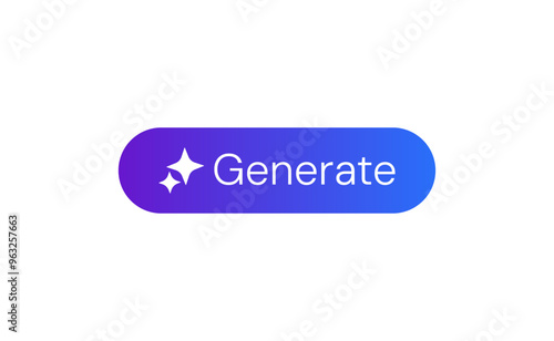 AI Generate Button. Vector Button for AI Generator App. AI Icon for websites. Artificial intelligence and Machine learning technology concept. Chat with AI. UI UX design, Vector illustration.