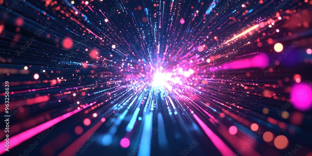 Abstract technology background with expanding neon lines. Abstract technology background with expanding neon lines.