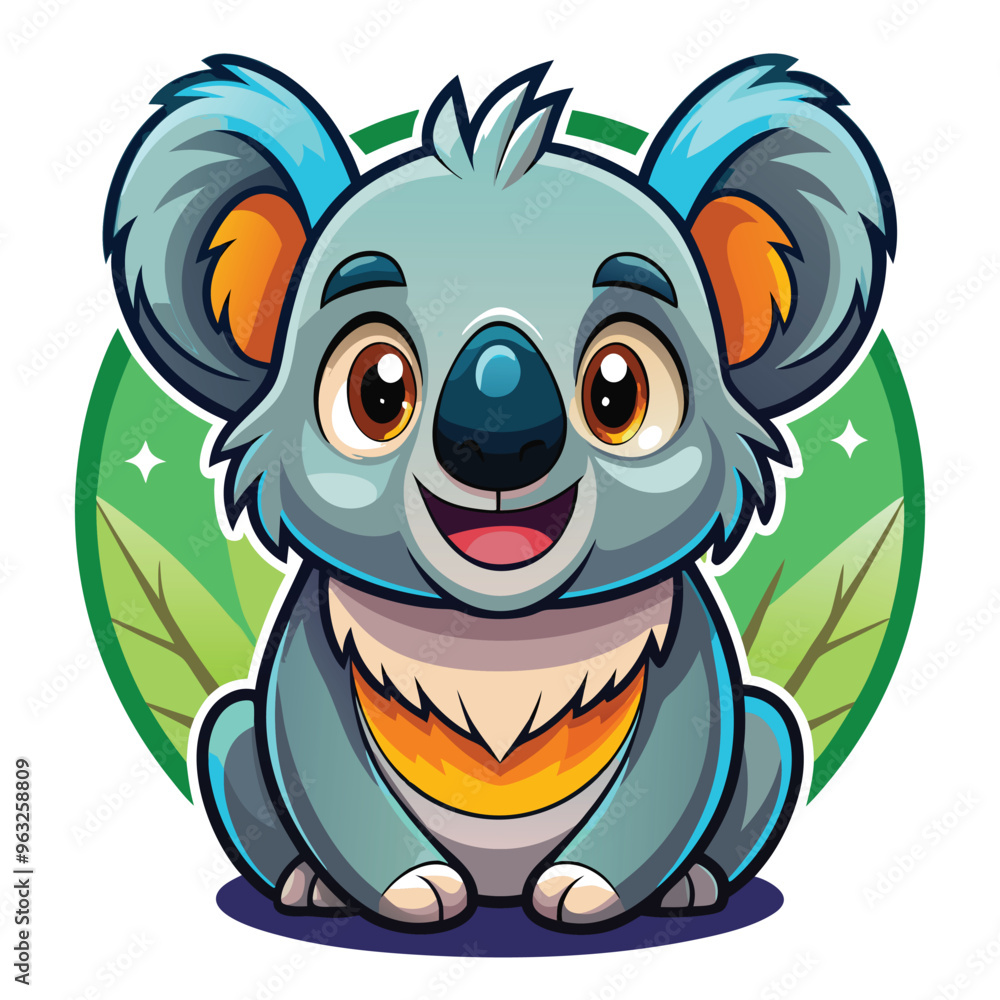 Cartoon Koala Bear with Blue Ears and Big Smile Cartoon Koala Bear with Blue Ears and Big Smile
