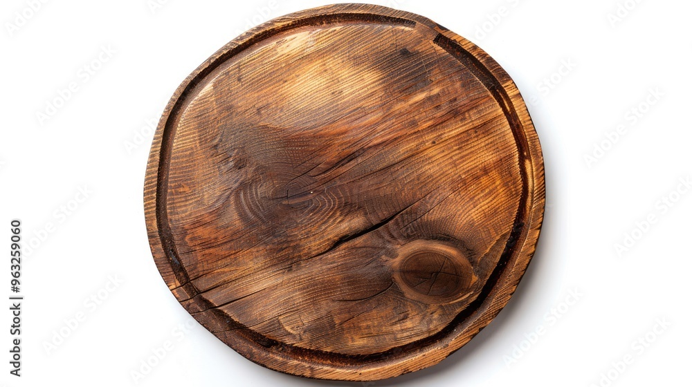 Wooden plate on white background for copy/branding with free space. Vintage style for product display montage. Includes clipping path. Wooden plate on white background for copy/branding with free space. Vintage style for product display montage. Includes clipping path.