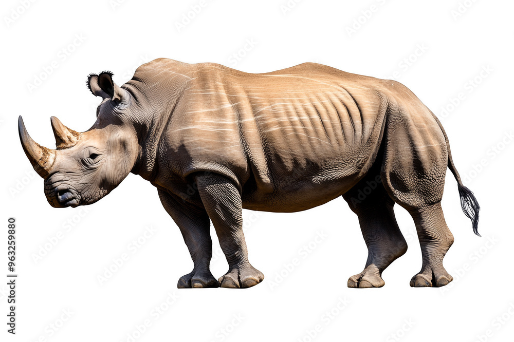 Fototapeta premium Rhinoceros side view on transparent background