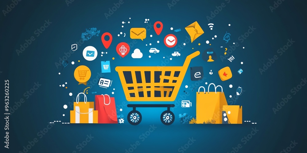 Online Shopping Concept with Icons. Online Shopping Concept with Icons.