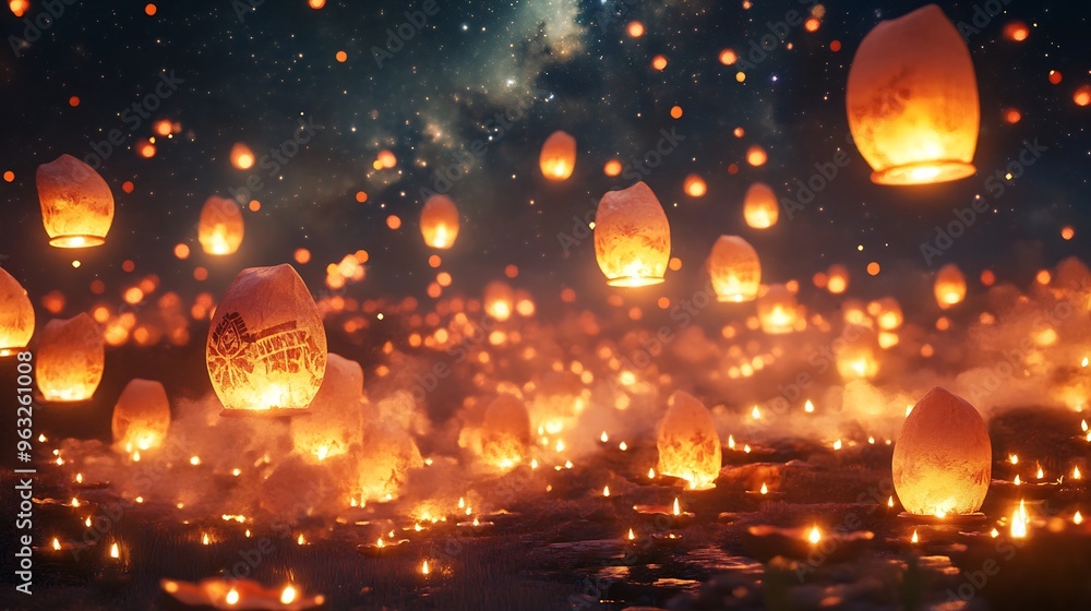 Illuminated Sky: A Symphony of Floating Lanterns Illuminated Sky: A Symphony of Floating Lanterns