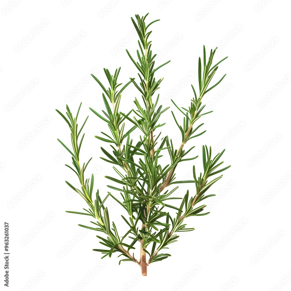 Rosemary Branch in Isolated White Background Rosemary Branch in Isolated White Background