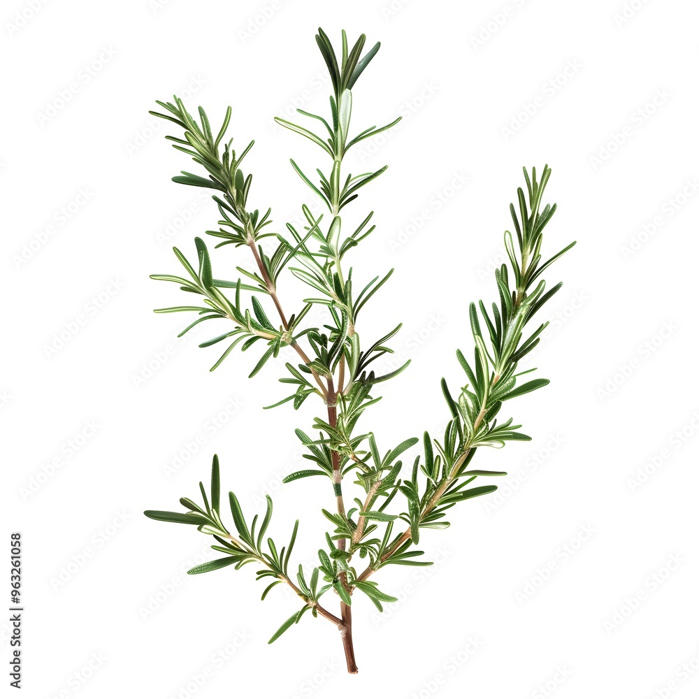 Rosemary branch against a white background Rosemary branch against a white background