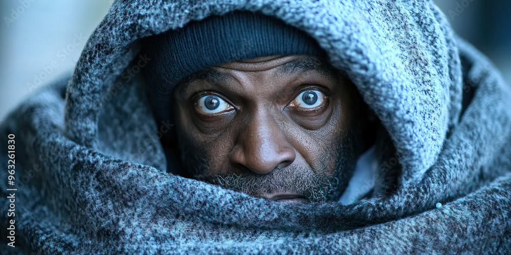 Whispered Despair: A homeless man huddled beneath a blanket, shivering in the cold. Whispered Despair: A homeless man huddled beneath a blanket, shivering in the cold.