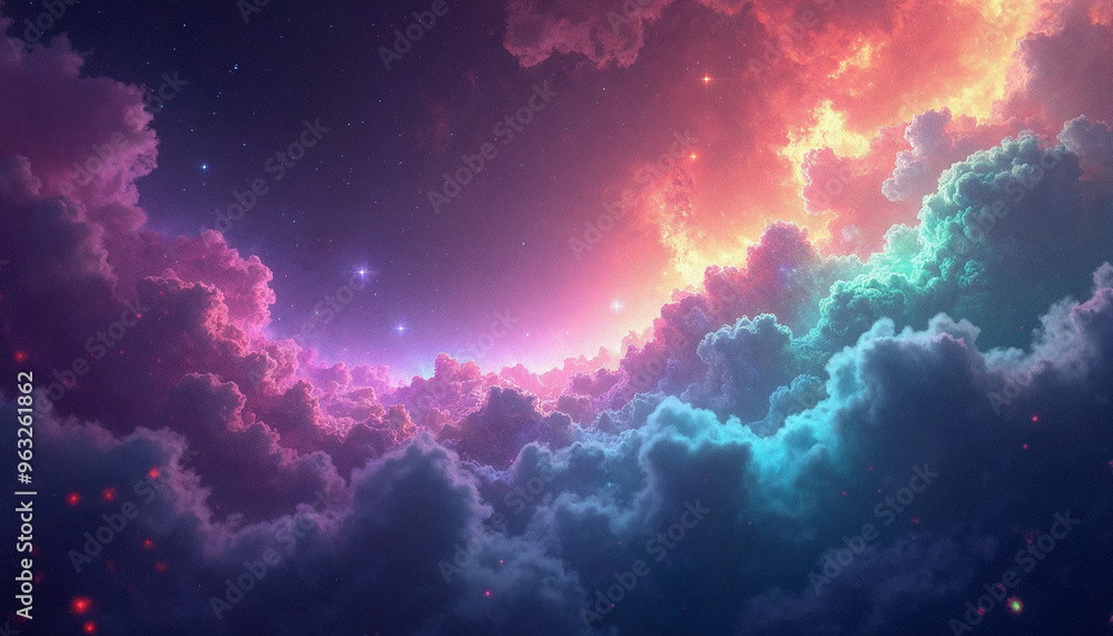 Fototapeta premium Dramatic colorful clouds in a stormy sky at sunset