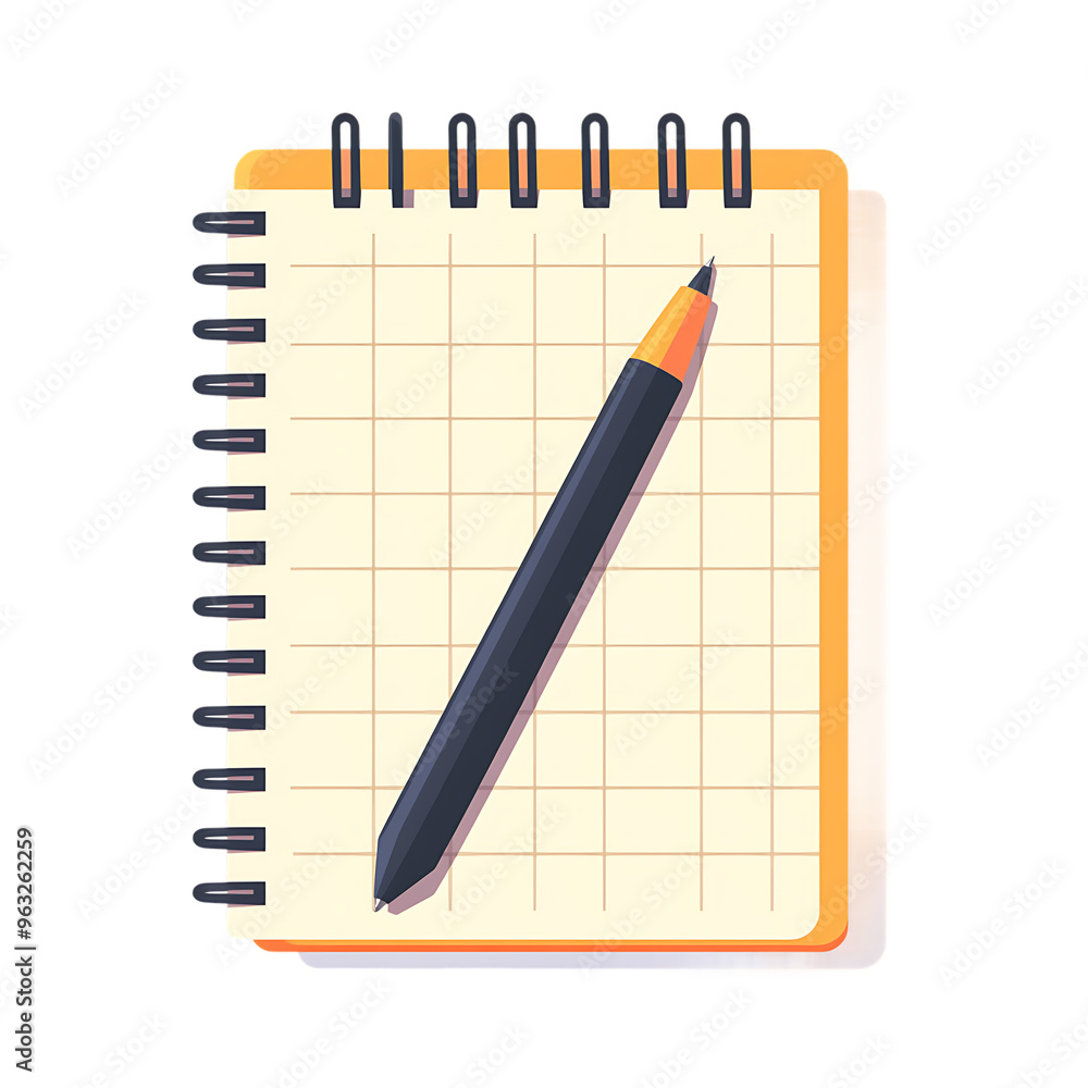 Spiral Notepad and Pen Illustration Notebook Paper School Supply Drawing Office Stationery Art Digital Sketch Spiral Notepad and Pen Illustration Notebook Paper School Supply Drawing Office Stationery Art Digital Sketch