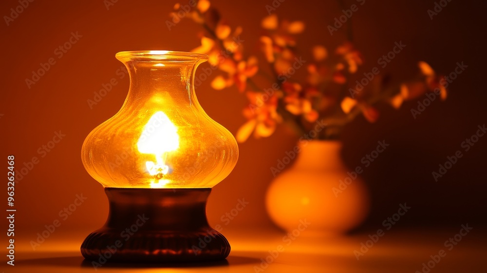 Candlelit lantern with a warm glow next