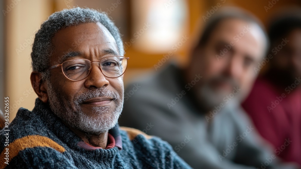Promoting Mental Health Across Generations: Diverse Elderly Men Engaging in Community Therapy Session Promoting Mental Health Across Generations: Diverse Elderly Men Engaging in Community Therapy Session