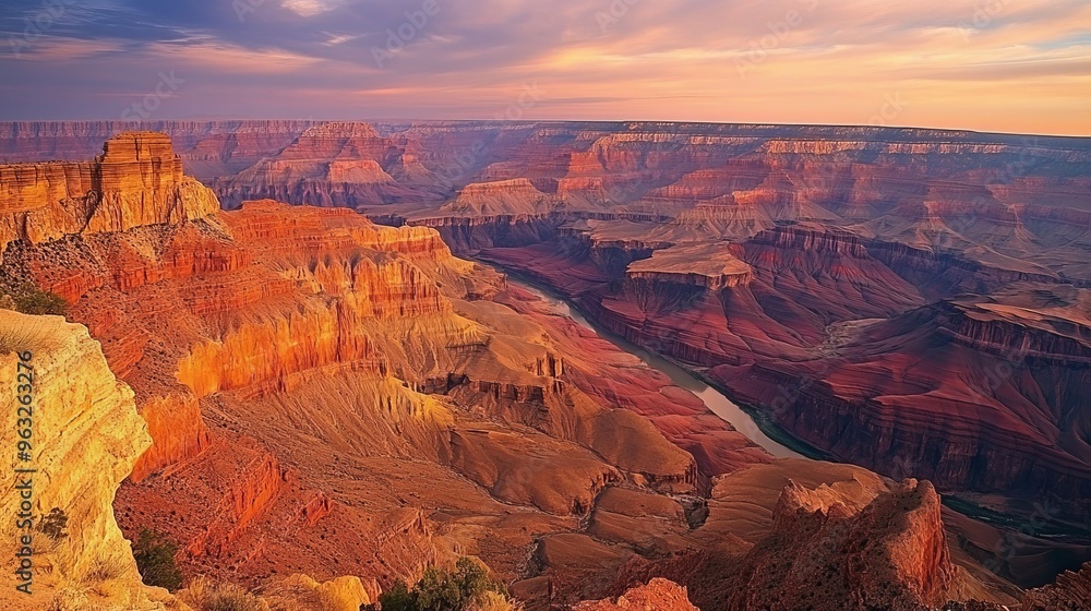 Mesmerizing Sunset Panorama of Deep Canyons in Grand Canyon, Arizona, USA Mesmerizing Sunset Panorama of Deep Canyons in Grand Canyon, Arizona, USA