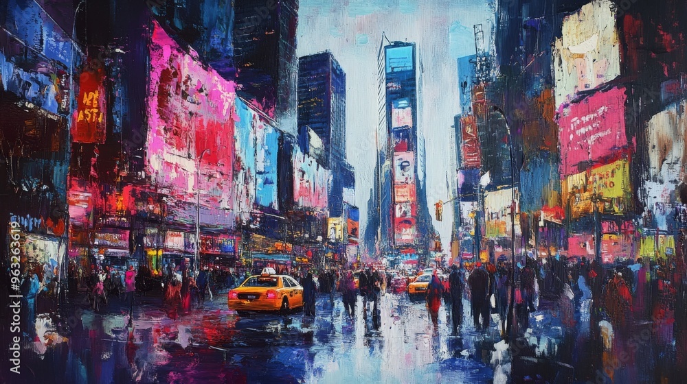 Obraz premium Dynamic Energy of Times Square: Captivating Urban Vibe of New York City's Iconic Landmark