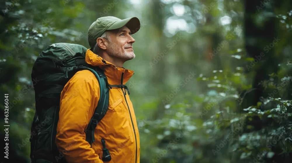 custom made wallpaper toronto digitalFinding Serenity: Middle-Aged Man Walking in Forest for Nature Therapy Mental Health Benefits