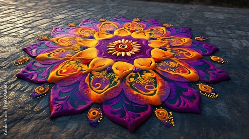 Intricate Sand Mandala Design with Vibrant Colors