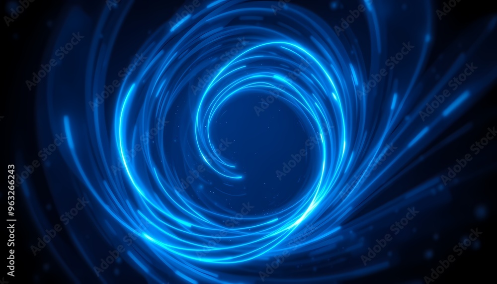 Vortex of Neon Blue Light Swirling in Digital Dark Space Vortex of Neon Blue Light Swirling in Digital Dark Space