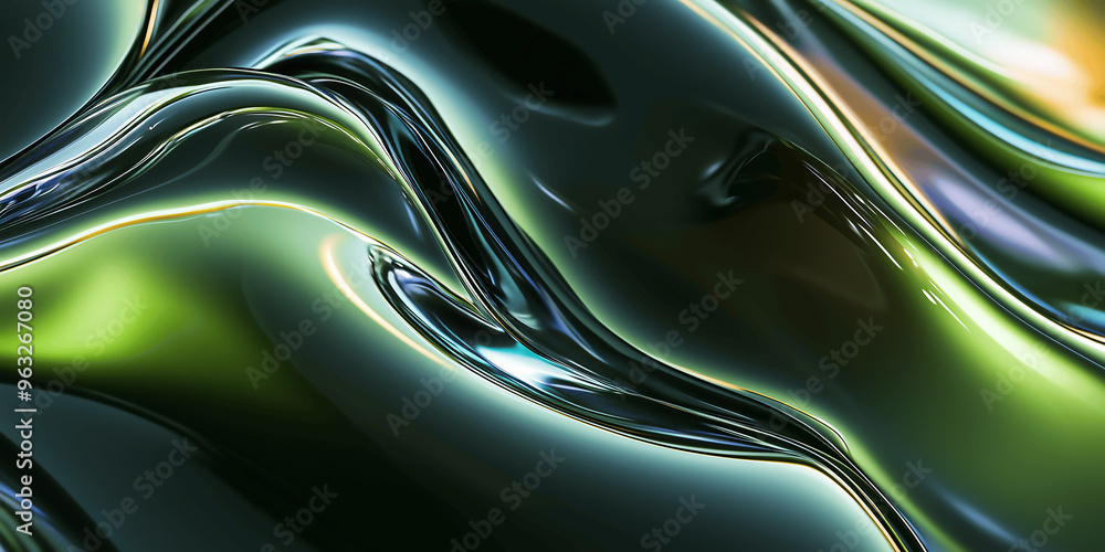 Abstract Dark Green and Black Liquid Flow Texture with Metallic Shimmer Abstract Dark Green and Black Liquid Flow Texture with Metallic Shimmer