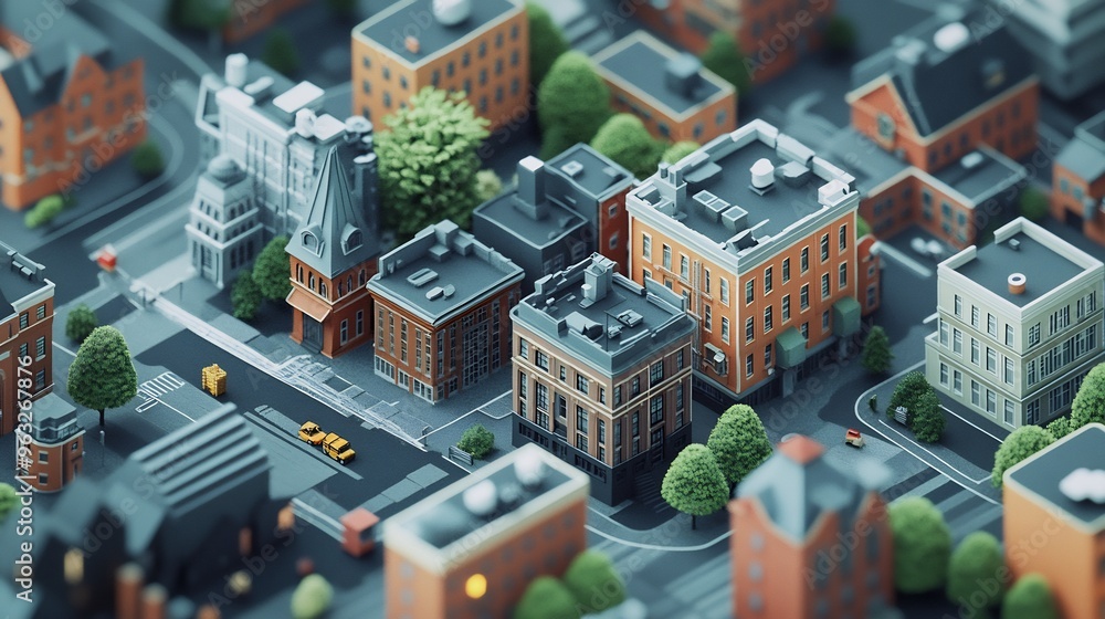 Aerial View of a Miniature Cityscape Aerial View of a Miniature Cityscape