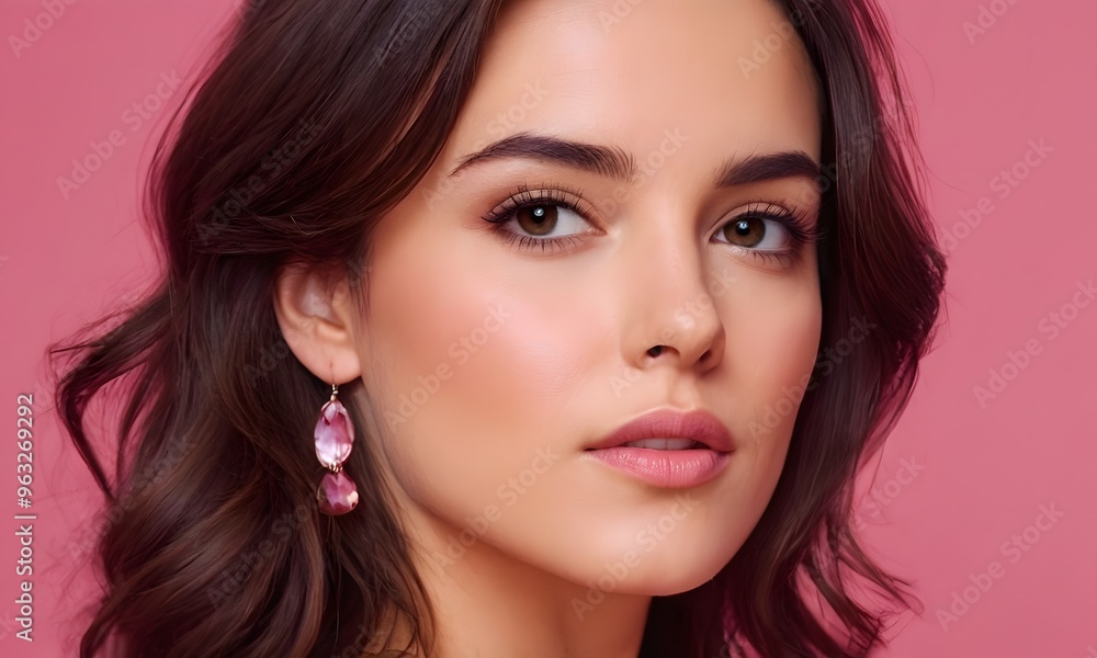Lovely Lady in a pink Landscape, Generative Ai Lovely Lady in a pink Landscape, Generative Ai