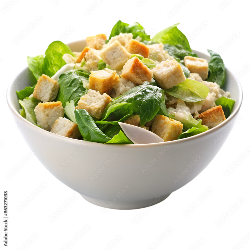 Caesar salad in bowl isolated on transparent background Caesar salad in bowl isolated on transparent background
