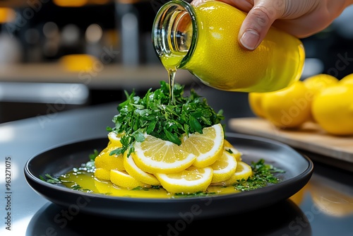 Squeezed lemon, concentrated flavor, intense sourness provides a powerful punch of acidity that defines the dish photo