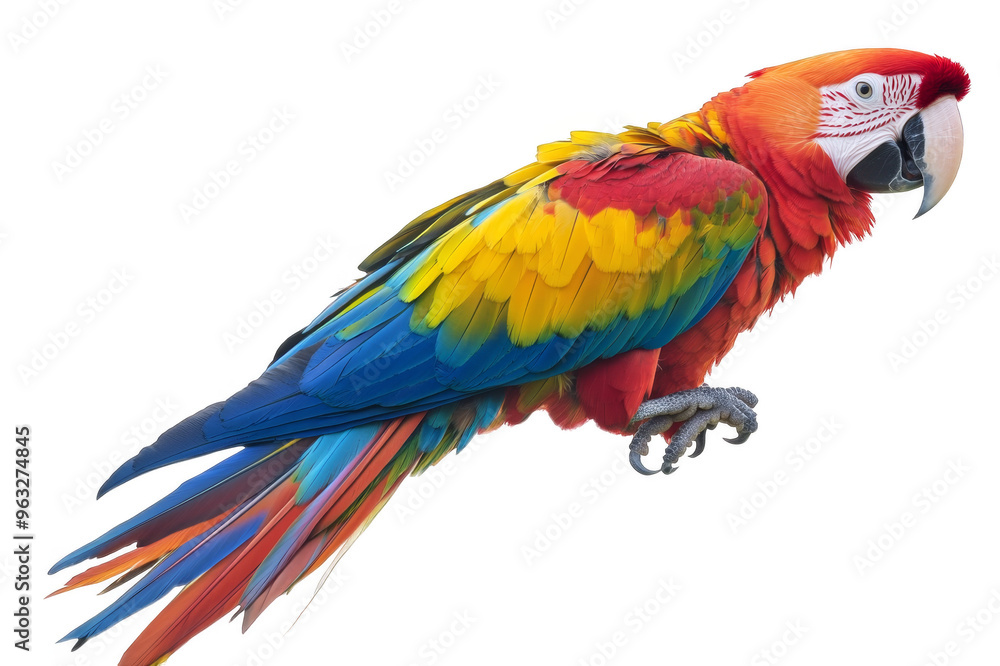 Fototapeta premium Bright multi-colored parrot on a transparent background
