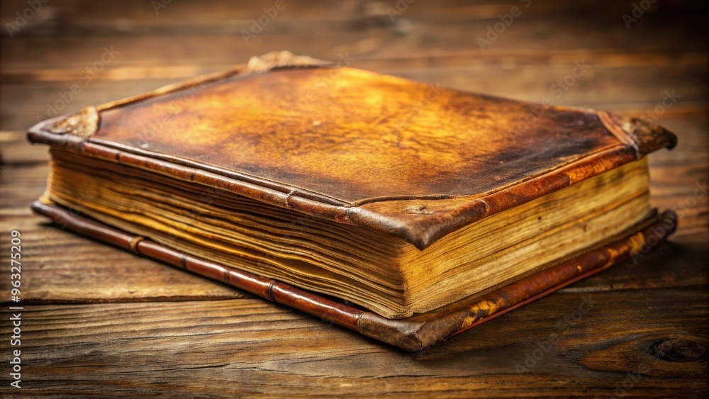 Old book with worn leather cover and yellowed pages , vintage, antique, literature, nostalgia, history, aged, retro Old book with worn leather cover and yellowed pages , vintage, antique, literature, nostalgia, history, aged, retro