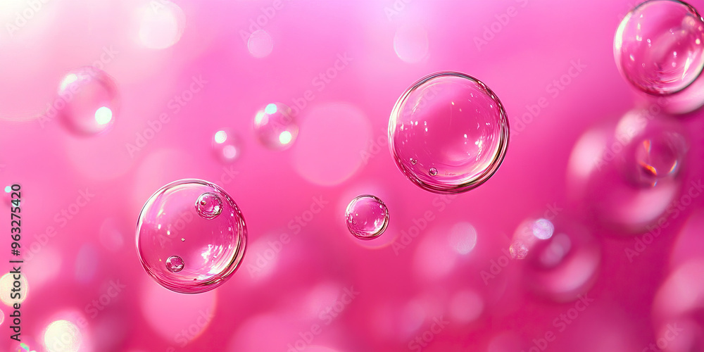 Neon Pink Bubbles: A pink background with floating neon bubbles. Neon Pink Bubbles: A pink background with floating neon bubbles.