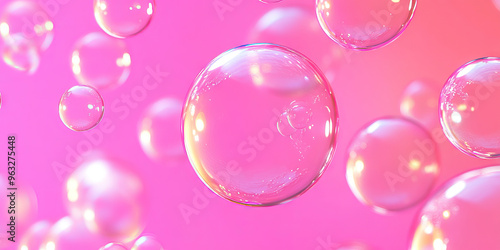 Neon Pink Bubbles: A pink background with floating neon bubbles.