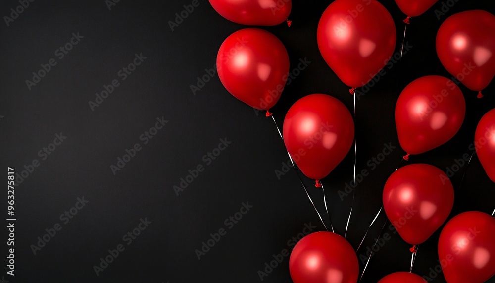 Bright red balloons soaring against a dark backdrop, symbolizing celebration and excitement, perfect for a Black Friday sale event. Bright red balloons soaring against a dark backdrop, symbolizing celebration and excitement, perfect for a Black Friday sale event.