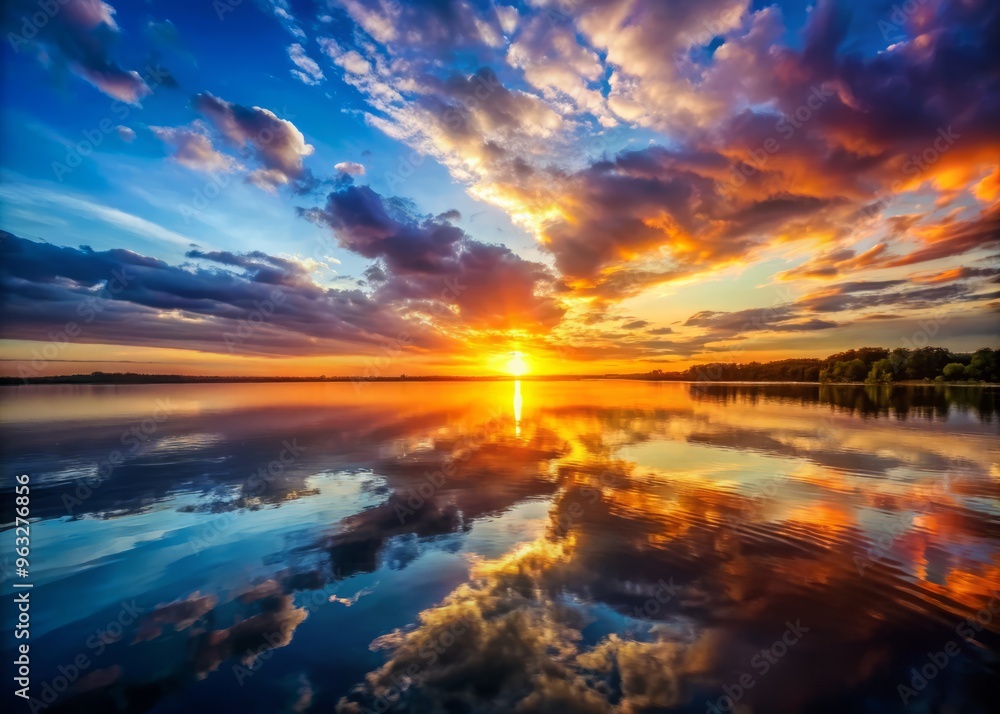 Stunning Sunset Over Water Surface Calm Mood Nature Landscape Posters Stunning Sunset Over Water Surface Calm Mood Nature Landscape Posters