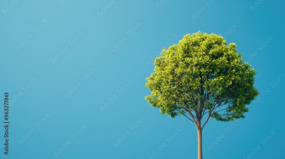 A lush green tree stands tall against a clear blue sky, symbolizing nature's beauty and serenity. A lush green tree stands tall against a clear blue sky, symbolizing nature's beauty and serenity.