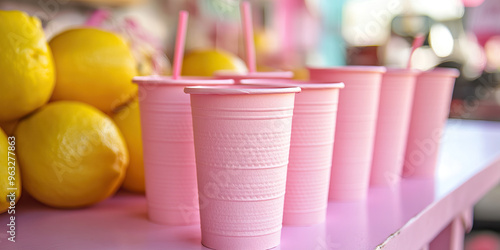 Pink Lemonade Stand: A vintage-styled lemonade stand with pink paper cups.