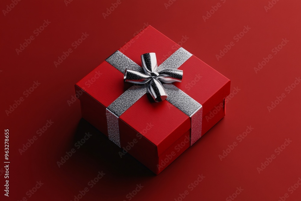 Red Gift Box with Silver Ribbon Red Gift Box with Silver Ribbon