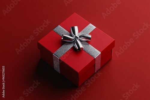 Red Gift Box with Silver Ribbon