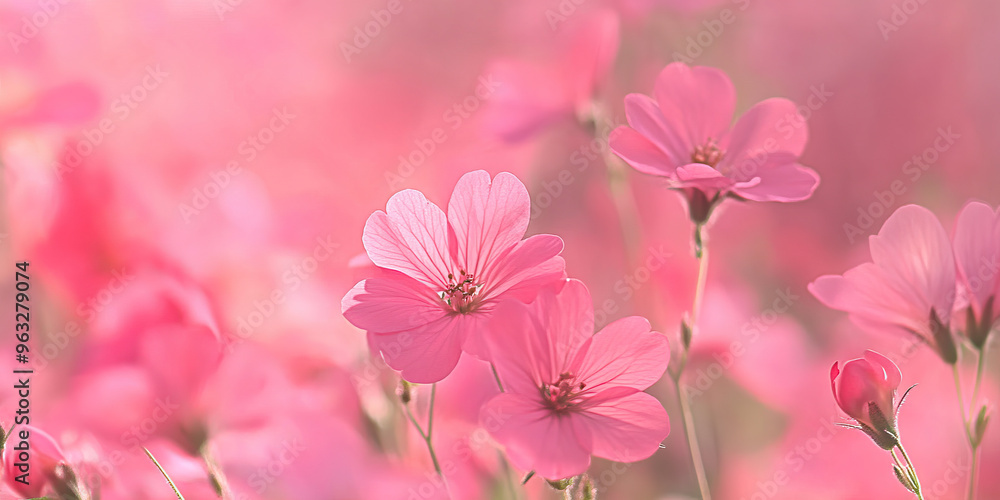 Pink Flower Power: A field of vibrant pink flowers swaying in the breeze. Pink Flower Power: A field of vibrant pink flowers swaying in the breeze.