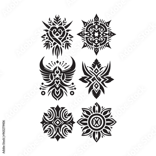 Tattoos tribal designs bundle collection in a white background 