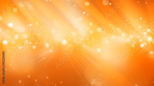 Orange holiday background with Christmas transparent spots glare and shine glitter. New year design