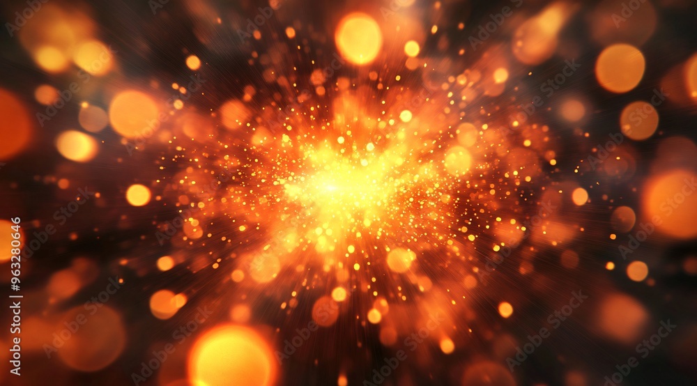 Naklejka premium Abstract Golden Bokeh Explosion Background