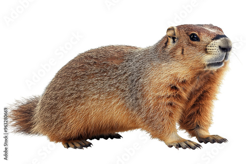 Marmot close-up on transparent background